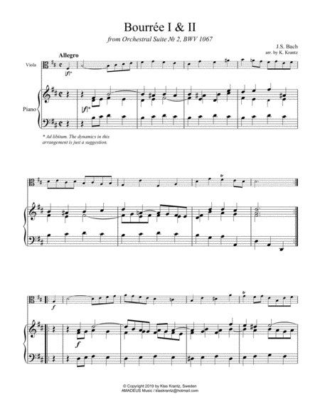 Bourre From Suite No 2 Bwv 1067 For Viola And Piano Page 2