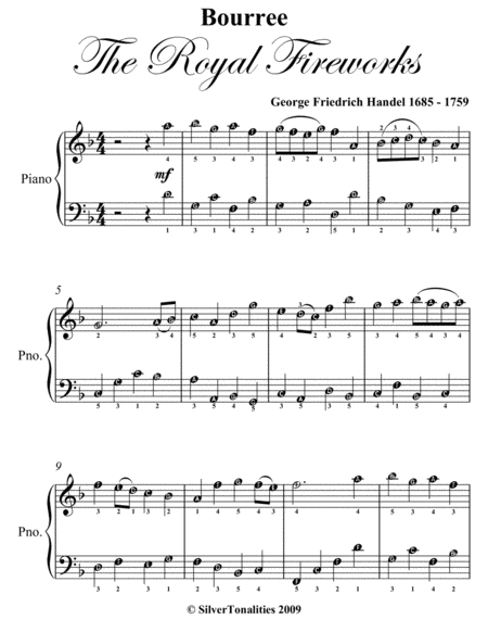 Bourree The Royal Fireworks Easy Piano Sheet Music Page 2