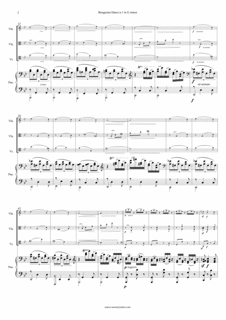 Brahms Hungarian Dance N 1 In G Minor For Piano Quartet Page 2