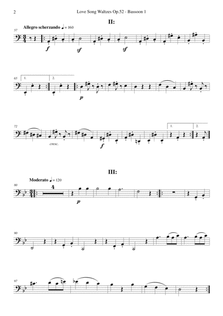 Brahms Love Song Waltzes Op 52 For Choir And Chamber Orchestra Bassoon 1 Page 2