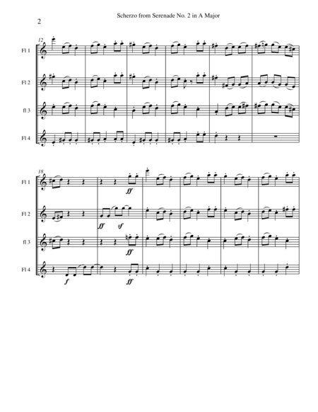 Brahms Scherzo From Serenade 2 For Flute Quartet Page 2