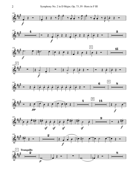 Brahms Symphony No 2 Movement Iv Horn In F 3 Transposed Part Op 73 Page 2