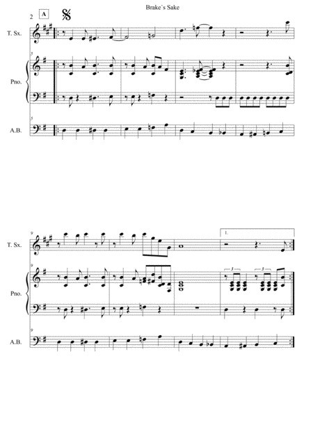 Brakes Sake Score And Individual Parts Tenor Sax Piano Bass Page 2