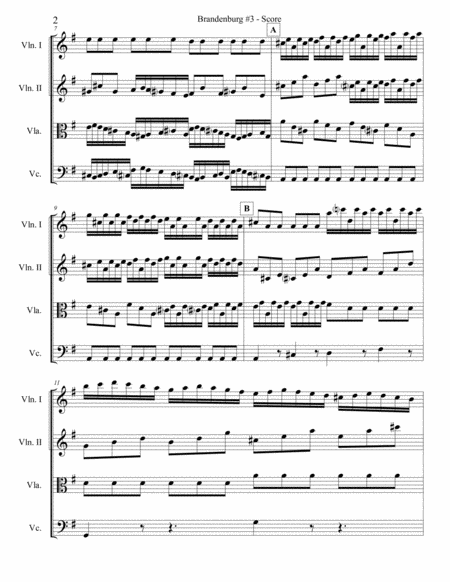 Brandenburg Concerto 3 3rd Mvt For String Quartet Page 2