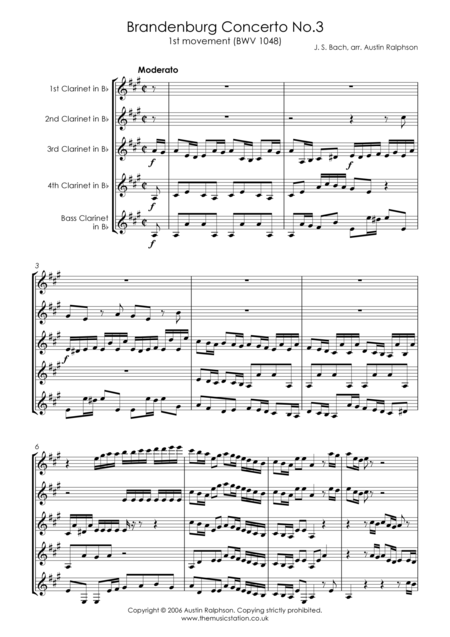 Brandenburg Concerto No 3 1st Movement Clarinet Quintet Page 2