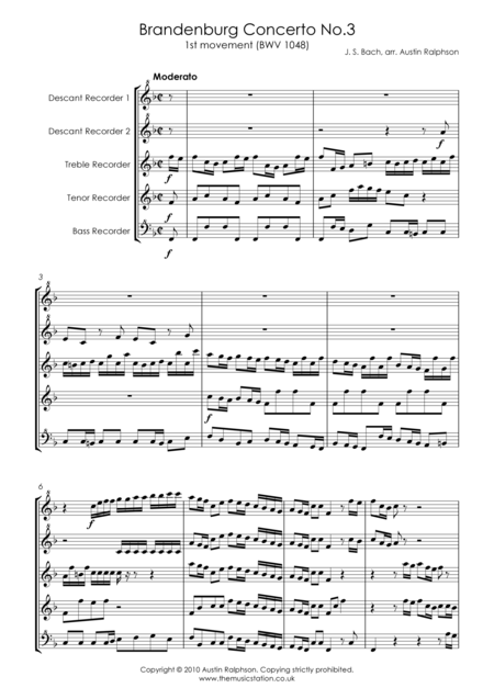 Brandenburg Concerto No 3 1st Movement Recorder Quintet Page 2