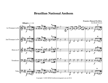 Brazilian National Anthem Portuguese Hino Nacional Brasileiro For Brass Quintet Page 2