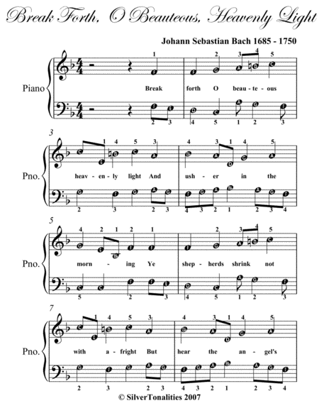 Breal Forth O Beauteous Heavenly Light Easy Piano Sheet Music Page 2