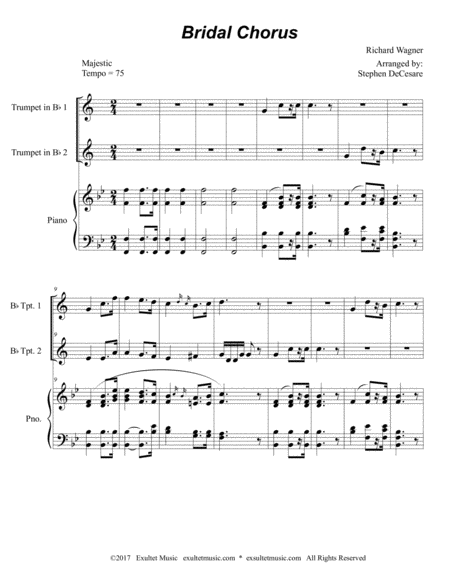 Bridal Chorus Duet For Bb Trumpet Piano Accompaniment Page 2