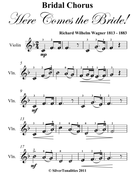Bridal Chorus Easy Violin Sheet Music Page 2