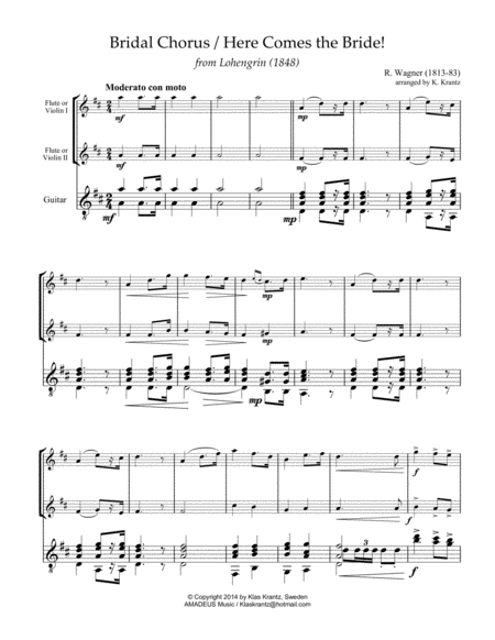 Bridal Chorus Here Comes The Bride For Violin Or Flute Duet And Guitar Page 2