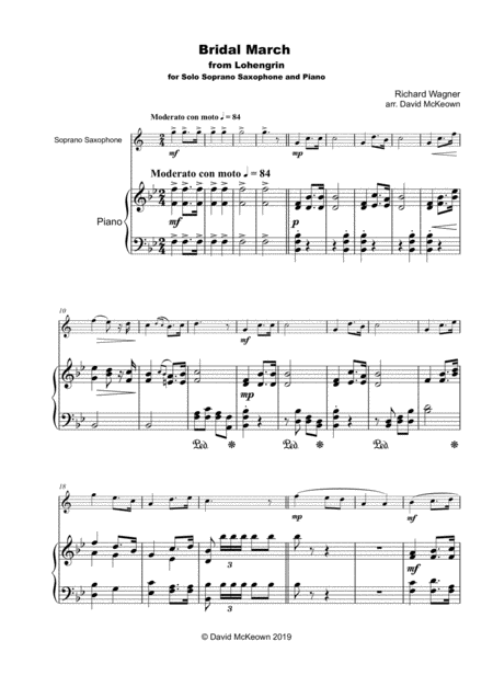 Bridal March Here Comes The Bride For Solo Soprano Saxophone And Piano Page 2