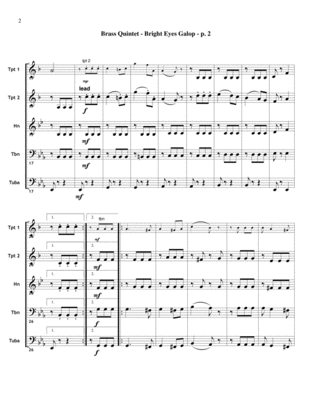 Bright Eyes Galop For Brass Quintet 1855 Page 2