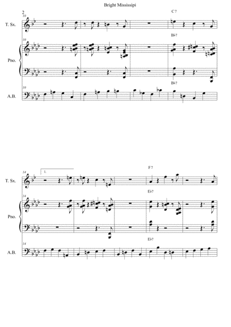 Bright Mississippi Score And Individual Parts Tenor Sax Piano Bass Page 2