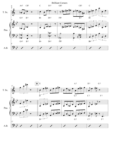 Brilliant Corners Score And Individual Parts Tenor Sax Piano Bass Page 2