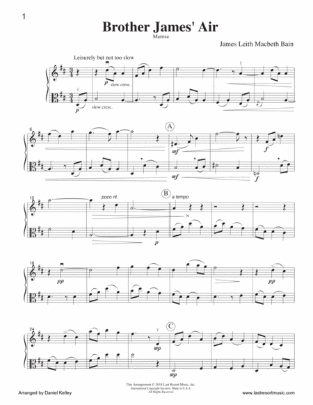 Brother James Air For Flute Or Oboe Or Violin Viola Duet Music For Two Page 2