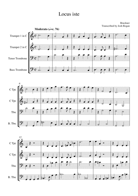 Bruckner Locus Iste For Brass Quartet Arr Josh Rogan Page 2