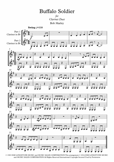Buffalo Soldier For Clarinet Duet Page 2