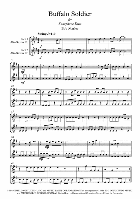 Buffalo Soldier Saxophone Duet Page 2