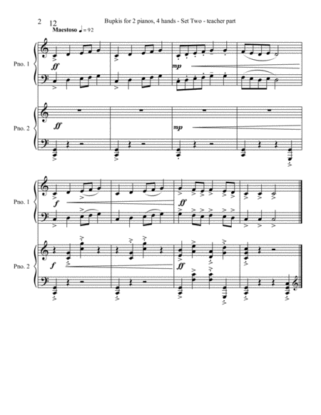 Bupkis For 2 Pianos 4 Hands Set Two Teacher Part Page 2