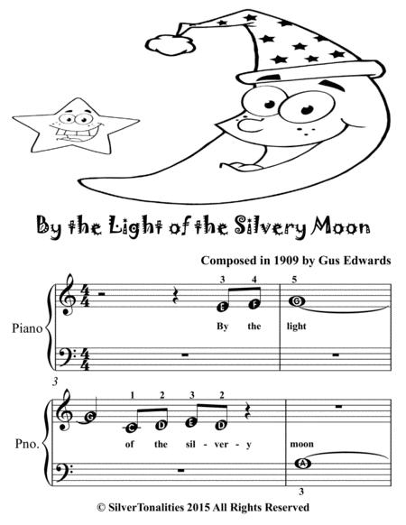 By The Light Of The Silvery Moon Beginner Piano Sheet Music Tadpole Edition Page 2