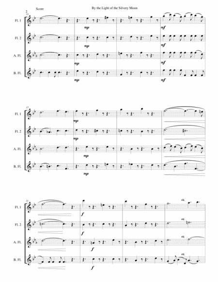 By The Light Of The Silvery Moon For Flute Quartet Page 2