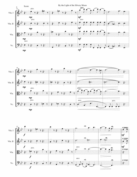 By The Light Of The Silvery Moon For String Quartet Page 2