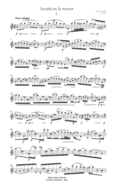 C P E Bach Sonata For Solo Flute In A Page 2