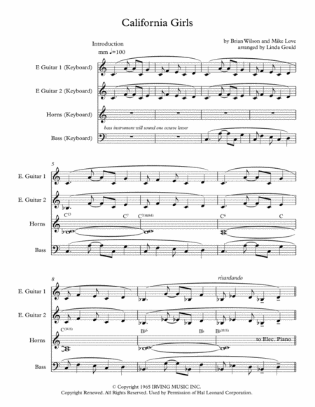 California Girls Keyboard Ensemble Score And Parts Page 2