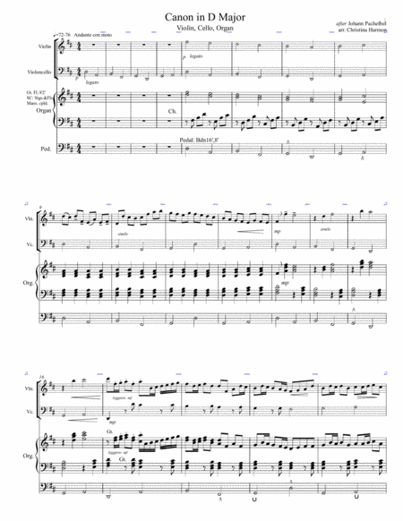 Canon In D Major For Violin Cello And Organ Page 2