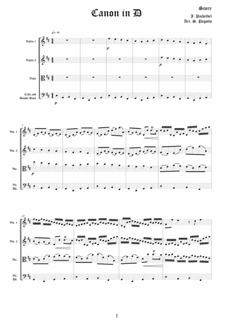 Canon In D String Quartet Or Orchestra Version Page 2