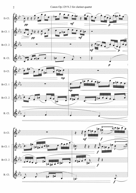 Canon Op 129 N 3 For Clarinet Quartet Page 2