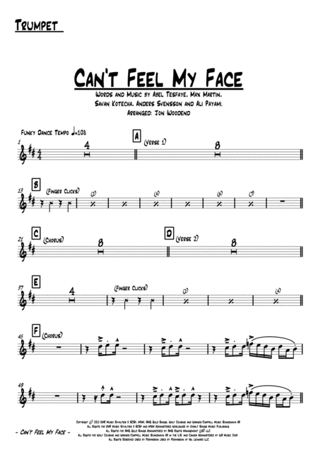 Cant Feel My Face 7 Piece Horn Chart Page 2