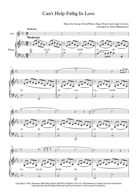 Cant Help Falling In Love Flute Piano Page 2