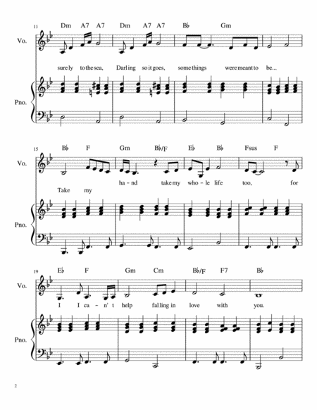 Cant Help Falling In Love For Piano And Lower Voice Alto Based On Haley Reinharts Version Page 2