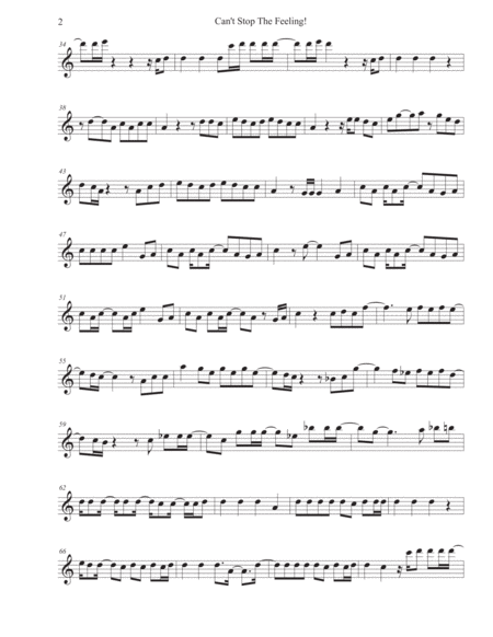 Cant Stop The Feeling Easy Key Of C Clarinet Page 2