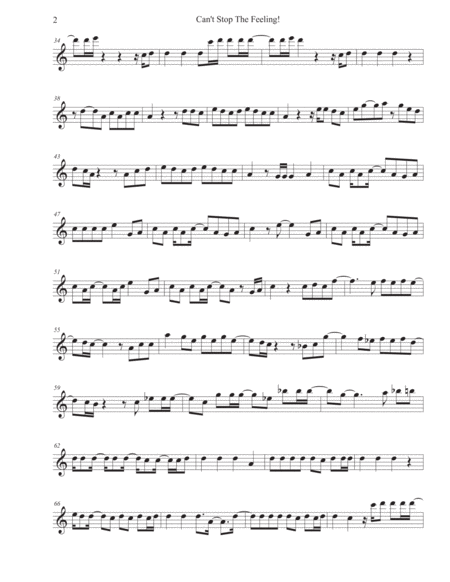 Cant Stop The Feeling Easy Key Of C Trumpet Page 2