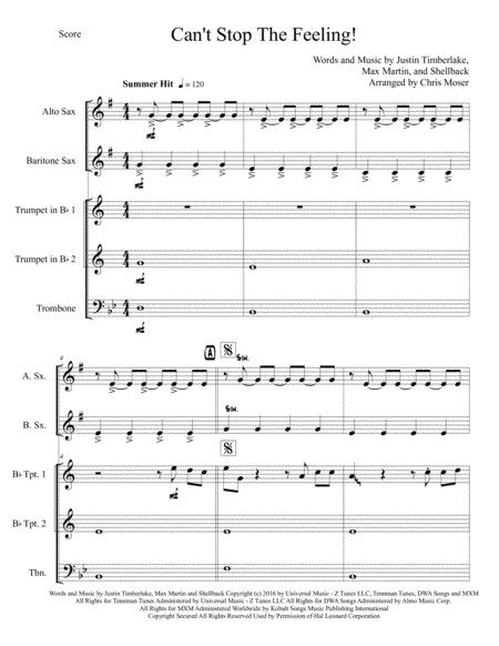 Cant Stop The Feeling Mixed Brass And Woodwind Quintet Page 2