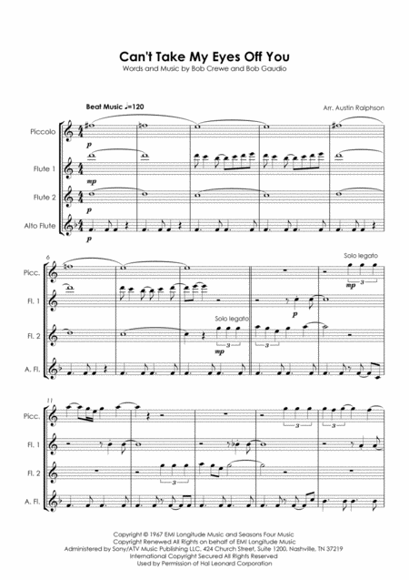 Cant Take My Eyes Off You Flute Quartet Page 2