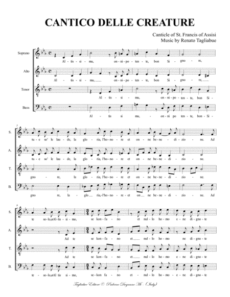 Canticle Of The Creatures Lyrics By St Francis Of Assisi Canons For Satb Choir Page 2