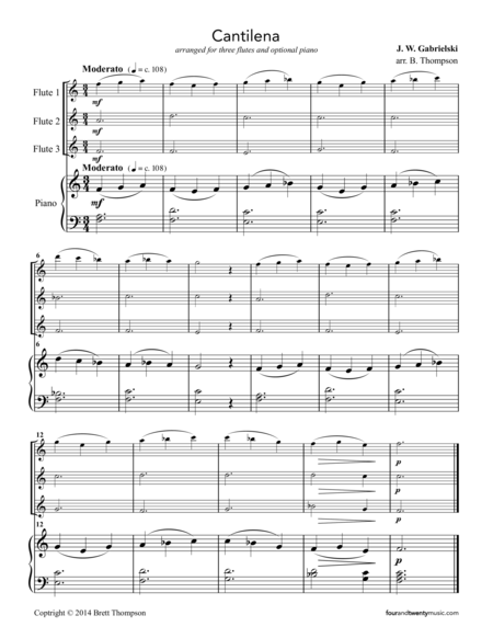 Cantilena And Irish Theme Variation For Three Flutes And Optional Piano Page 2