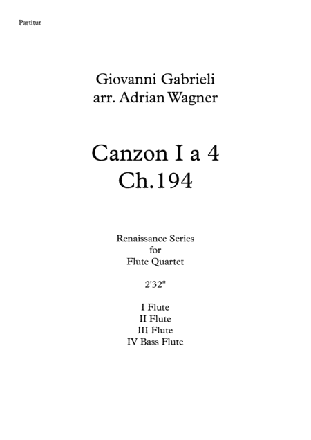 Canzon I A 4 Ch 194 Giovanni Gabrieli Flute Quartet B Fl Arr Adrian Wagner Page 2