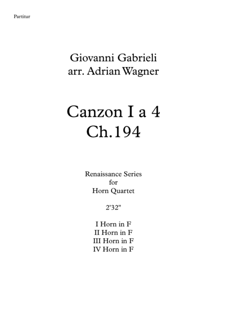 Canzon I A 4 Ch 194 Giovanni Gabrieli Horn Quartet Arr Adrian Wagner Page 2