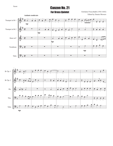 Canzon No 21 For Brass Quintet Girolamo Frescobaldi Page 2