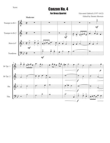 Canzon No 4 For Brass Quartet Giovanni Gabrieli Page 2