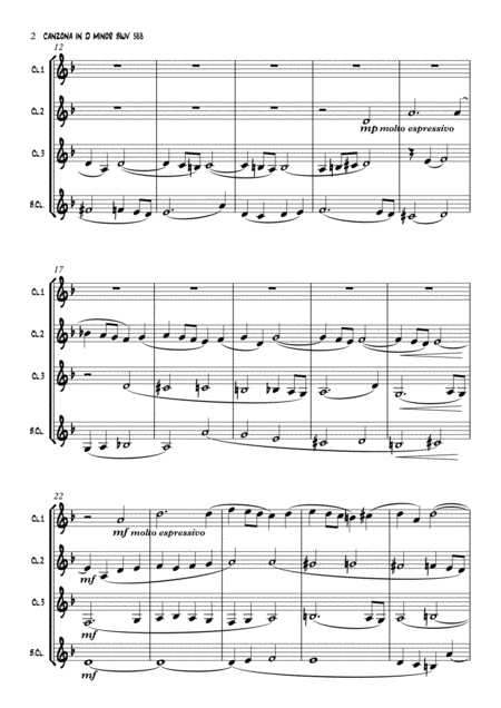 Canzona In D Minor By Js Bach Bwv588 For Clarinet Quartet Page 2