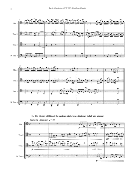 Capriccio Bwv 992 On The Departure Of A Beloved Brother For 4 Part Trombone Ensemble Page 2