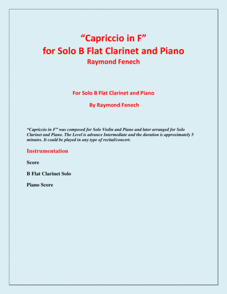 Capriccio In F For Solo B Flat Clarinet And Piano Page 2