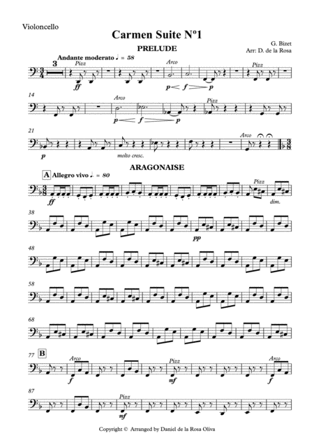 Carmen Suite N 1 G Bizet For String Quartet Cello Page 2