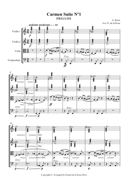 Carmen Suite N 1 Prelude And Aragonaise G Bizet Full Score And Parts Page 2